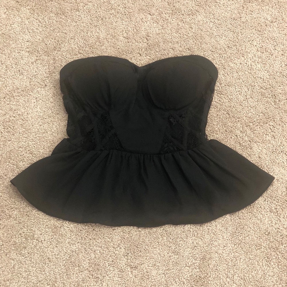 Black top open back lace at front